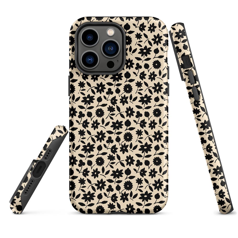 Black Ditsy Floral iphone case